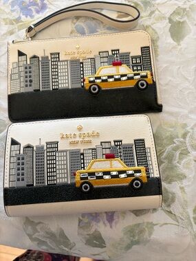 kate spade New York Yellow Black White Taxi Cityscape Wallet & Wristlet